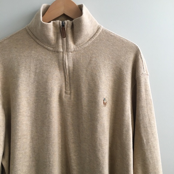 Ralph Lauren Other - Ralph Lauren Tan Estate-Rib Half-Zip Pullover XL